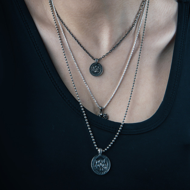 925純銀|立體圓牌劍獅單墜【大款】SLSp001A