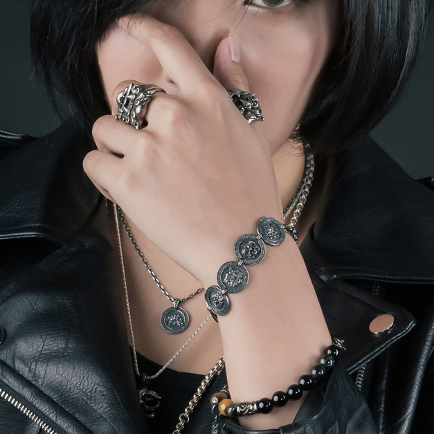 925純銀|劍獅圓牌手鍊【小款】SLSb038