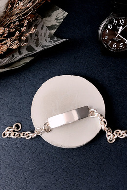 925純銀|素面刻牌圓圈圈鍊S扣手鍊 b9190C 925純銀|素面刻牌圓圈圈鍊S扣手鍊 b9190C