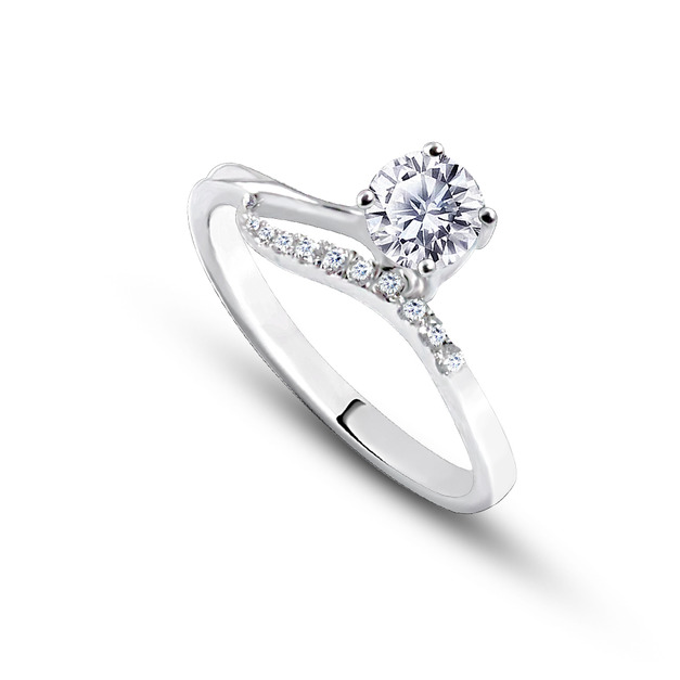 925純銀|流線愛語鋯石/鑽石戒指 ZR440