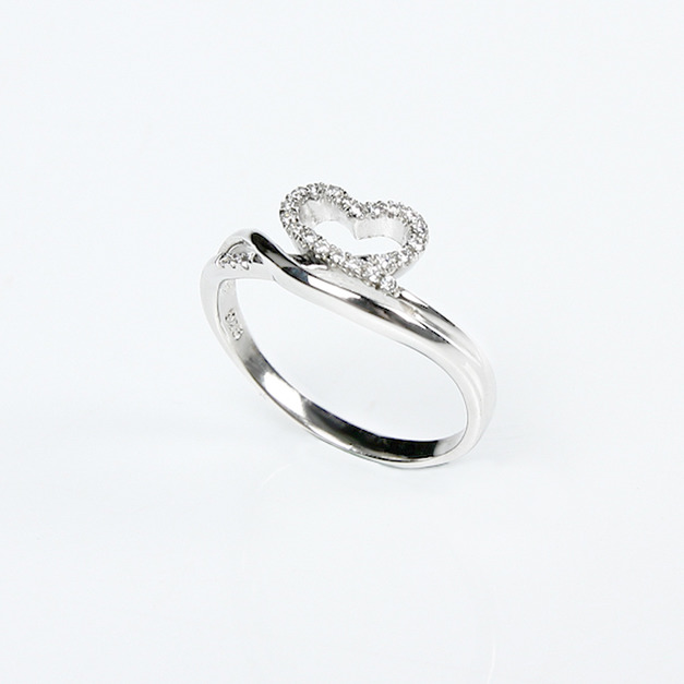 925純銀|鏤空愛心鋯石戒指 ZR021