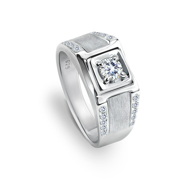 925純銀|排鑽四爪單鋯石/鑽石戒指 ZR290