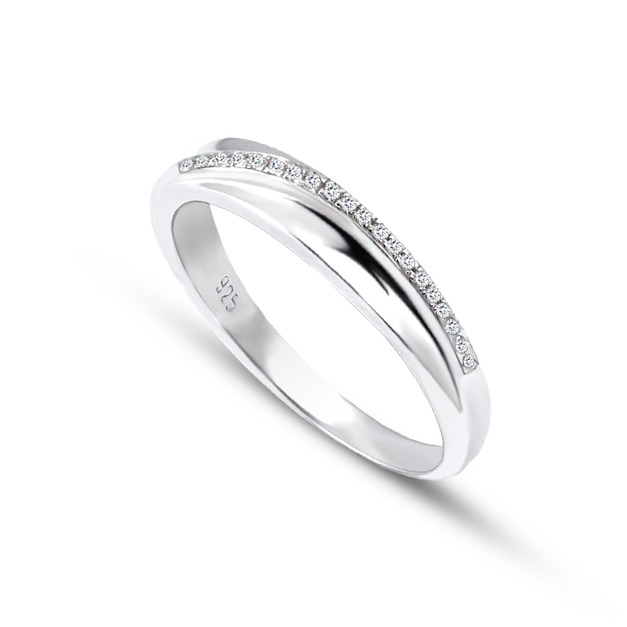 925純銀|恆線鋯石/鑽石戒指(小) ZR744