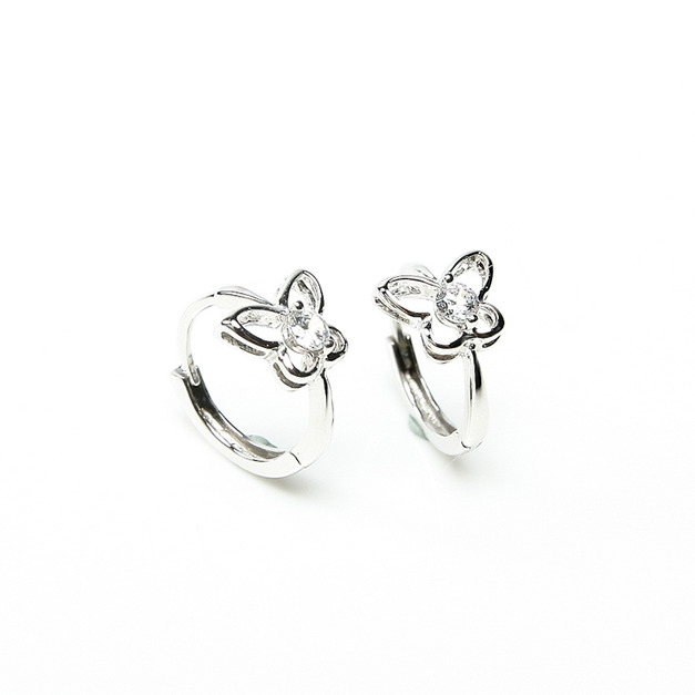 375K金|蝴蝶單鑽易扣耳環 DE2057