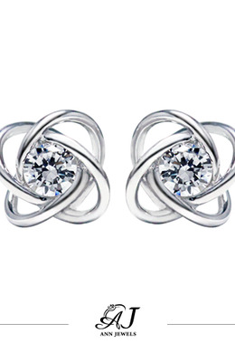 585K金|曲線單鑽耳環 V1337 585K金|曲線單鑽耳環 V1337