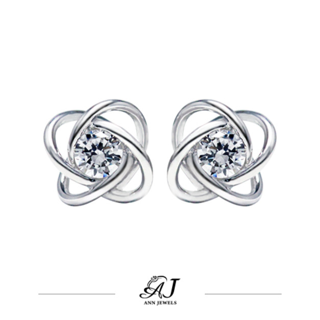 585K金|曲線單鑽耳環 V1337