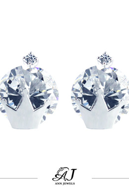 585K金|單鑽皇冠耳環 JN32 585K金|單鑽皇冠耳環 JN32