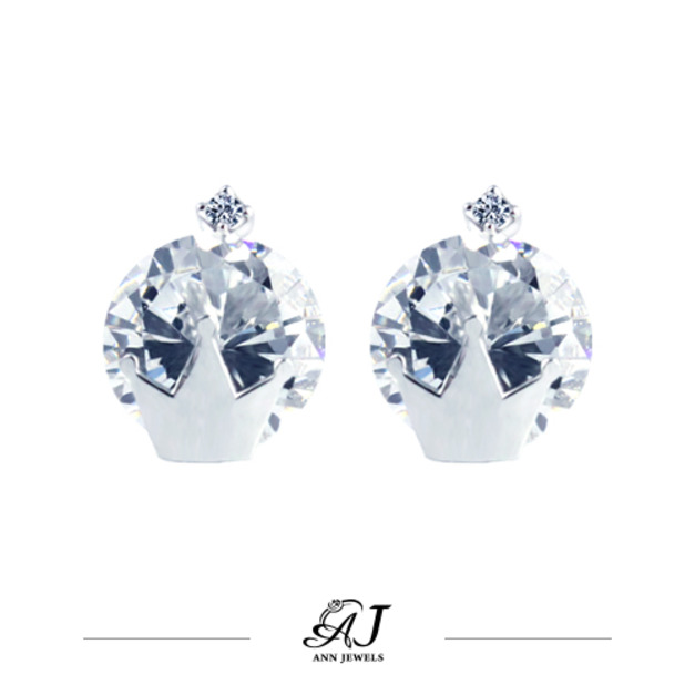 585K金|單鑽皇冠耳環 JN32