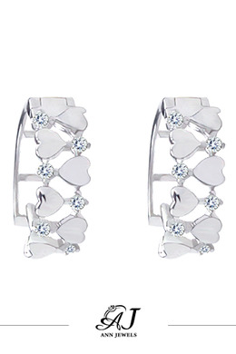 585K金|雙排愛心單鑽易扣耳環 JN86 585K金|雙排愛心單鑽易扣耳環 JN86