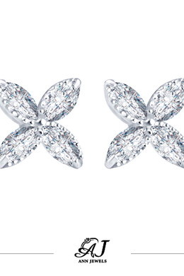 585K金|曲線珠珠花耳環 JN80 585K金|曲線珠珠花耳環 JN80