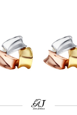 585K金|三色包容耳環 V701 585K金|三色包容耳環 V701