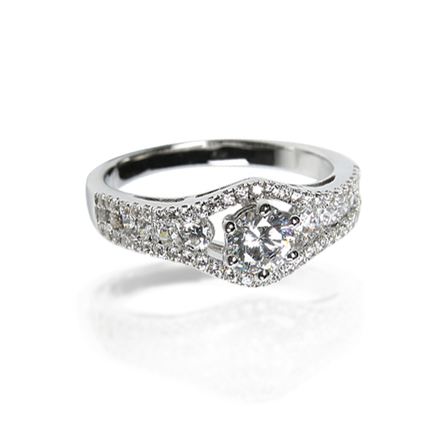 925純銀|花邊鑽鋯石/鑽石戒指 ZR016A