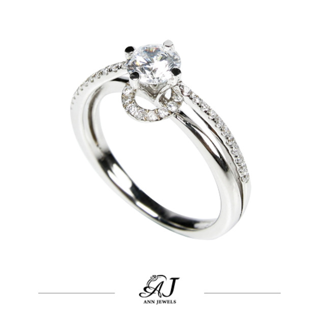 925純銀|流線單鑽鋯石/鑽石戒指 ZR071