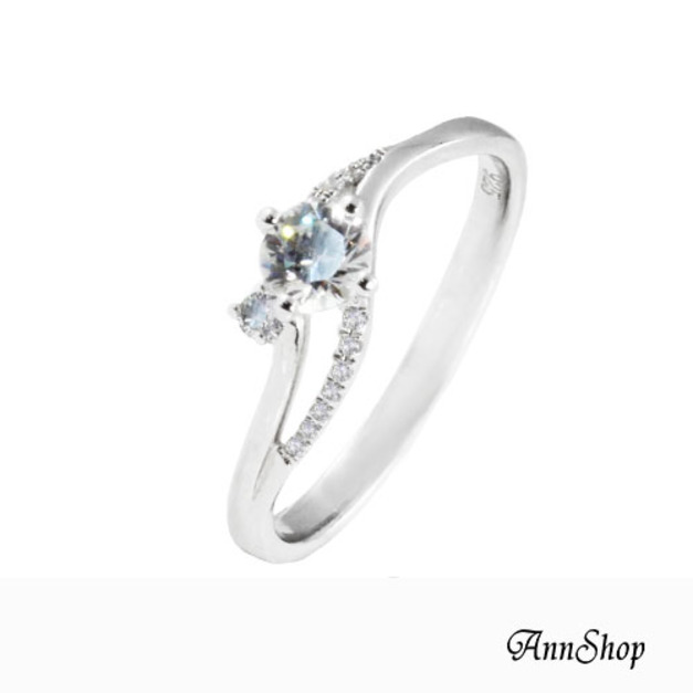 925純銀|相依相伴鋯石/鑽石戒指 ZR415