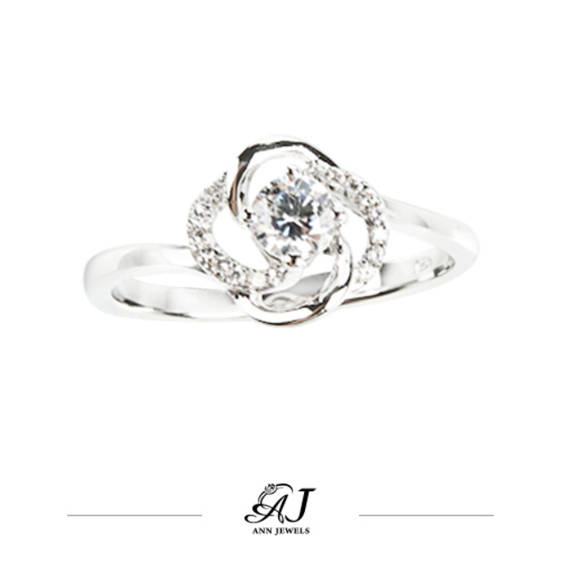 925純銀|環環相扣鋯石/鑽石戒指 ZR224