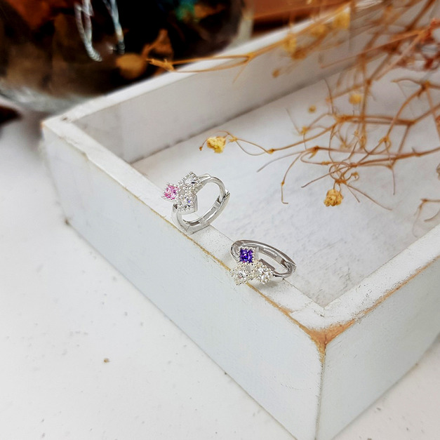 925純銀|排列小方格易扣耳飾 EL0316-1