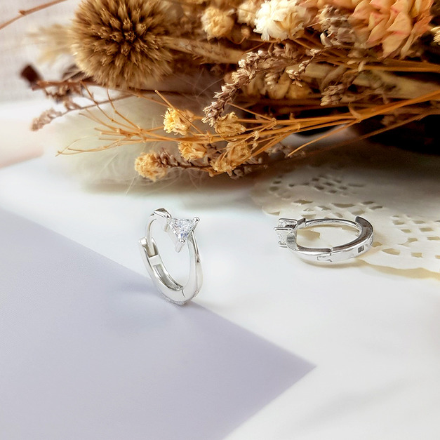 925純銀|三角造型易扣耳飾 EL0376