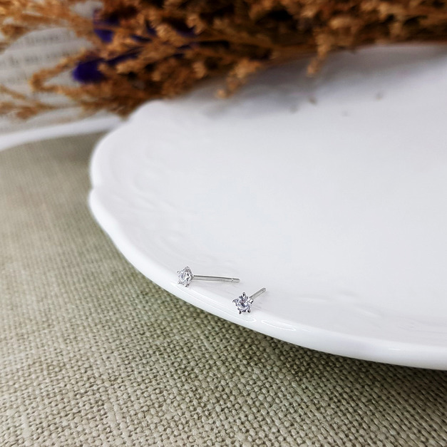 585K金|2.5mm圓單鑽耳飾 e500000001