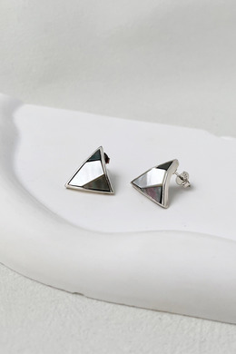 925純銀|幾何三角貝殼石耳環 e90207A 925純銀|幾何三角貝殼石耳環 e90207A