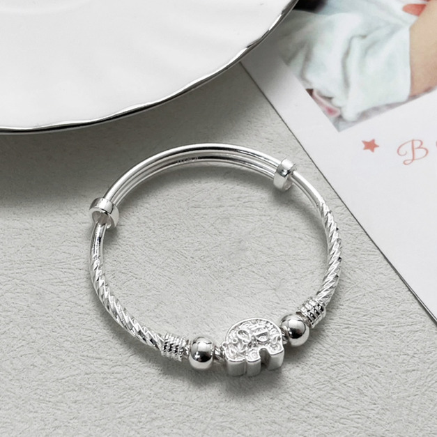 925純銀|吉祥小象小孩伸縮手環 b91228