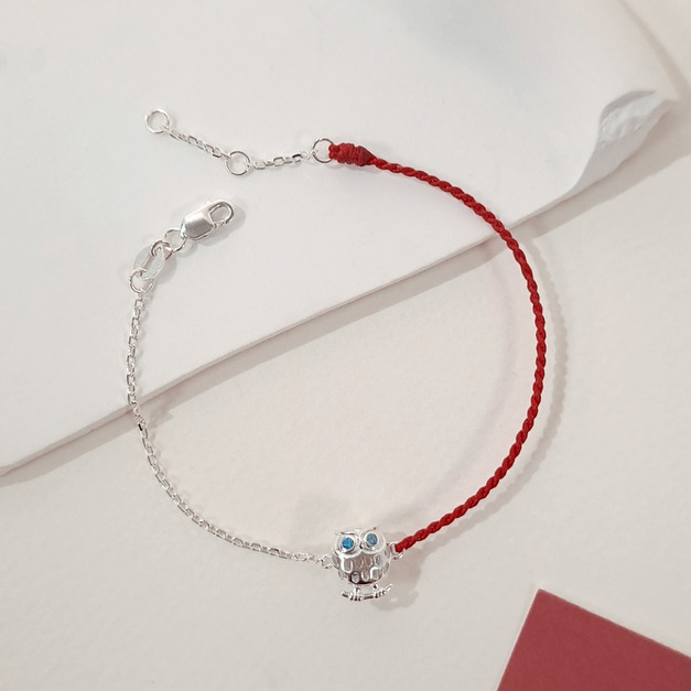 925純銀|招財貓頭鷹幸運紅線手鍊 HL0269B01