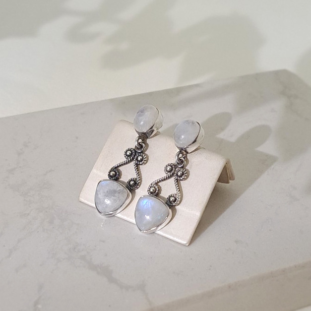 925純銀|月光藤蔓垂吊耳環 e90952