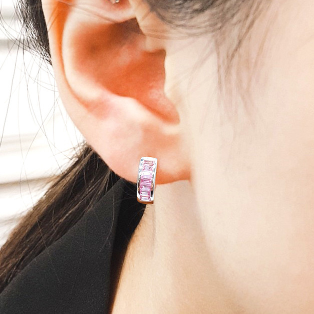 925純銀|經典排鑽易扣耳飾 EL0152-1