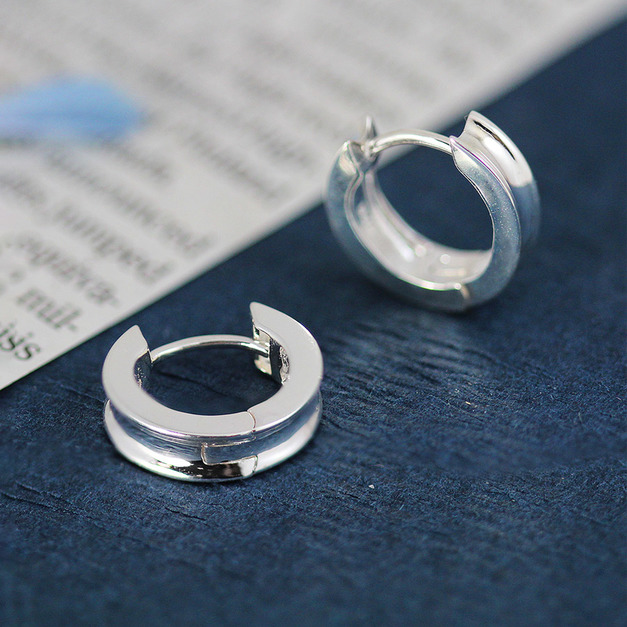 925純銀|素面內凹圓環易扣耳飾 EL0148