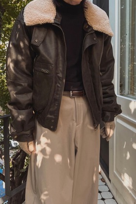 可拆羊羔毛領機車皮衣夾克 可拆羊羔毛領機車皮衣夾克