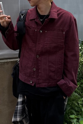 水洗鉚釘卡車司機牛仔夾克 水洗鉚釘卡車司機牛仔夾克