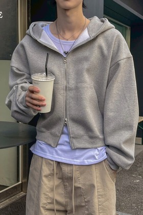 cropped boxy純色廓形短寬連帽外套 cropped boxy純色廓形短寬連帽外套