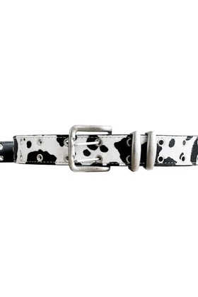 奶牛紋鍍銀扣頭長腰帶 奶牛紋鍍銀扣頭長腰帶