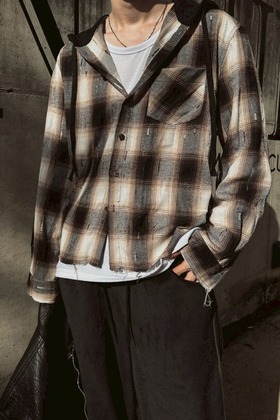 混色格紋破壞氣球短寬連帽衫 混色格紋破壞氣球短寬連帽衫