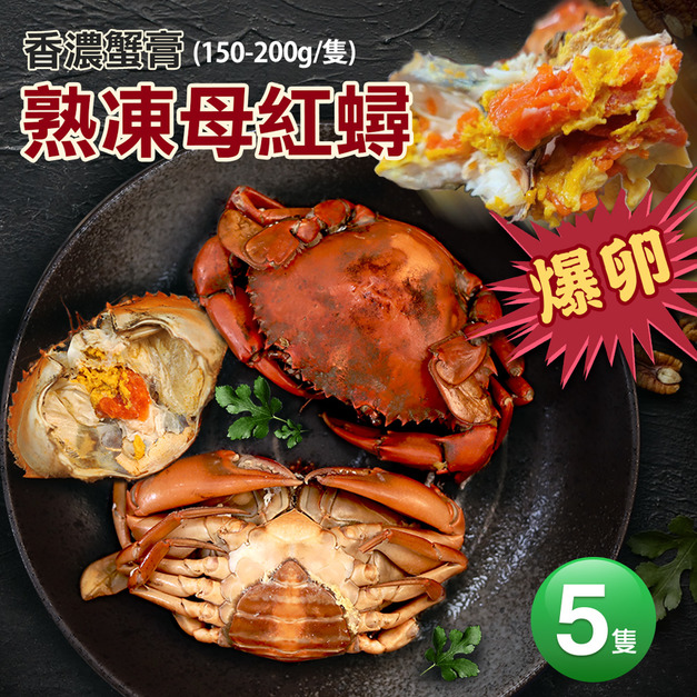 爆蛋熟凍母紅蟳x5隻(150-200G/隻)