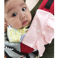 CLARECHEN 掰掰蝴蝶袖_有機荷葉背巾口水巾+防掉帶_粉紅色 CLARECHEN 掰掰蝴蝶袖_有機荷葉背巾口水巾+防掉帶_粉紅色