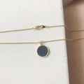 皮革鎖骨鏈|字母A~Z|復古金框#12|深藍_4 皮革鎖骨鏈|字母A~Z|復古金框#12|深藍_4