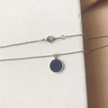 皮革鎖骨鏈|字母A~Z|復古銀框#12|深藍_2 皮革鎖骨鏈|字母A~Z|復古銀框#12|深藍_2