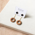 皮革耳環│圓框9號作品#6|流蘇圓|深藍搭淺棕(可改夾)_1 皮革耳環│圓框9號作品#6|流蘇圓|深藍搭淺棕(可改夾)_1