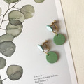 皮革耳環│小圓3號作品|薄荷綠搭蘋果綠(可改夾)_2 皮革耳環│小圓3號作品|薄荷綠搭蘋果綠(可改夾)_2