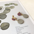 皮革耳環│小圓3號作品|木苺搭灰白(可改夾)_1 皮革耳環│小圓3號作品|木苺搭灰白(可改夾)_1