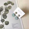皮革耳環│小圓3號作品|灰白搭薄荷綠(可改夾)_2 皮革耳環│小圓3號作品|灰白搭薄荷綠(可改夾)_2