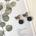 皮革耳環│小圓3號作品|深藍搭黑(可改夾)_2 皮革耳環│小圓3號作品|深藍搭黑(可改夾)_2