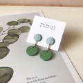 皮革耳環│小圓3號作品|薄荷綠搭蘋果綠(可改夾)_1 皮革耳環│小圓3號作品|薄荷綠搭蘋果綠(可改夾)_1