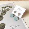 皮革耳環│小圓3號作品|灰白搭薄荷綠(可改夾) 皮革耳環│小圓3號作品|灰白搭薄荷綠(可改夾)