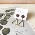 皮革耳環│小圓幾何|木苺三角(可改夾) 皮革耳環│小圓幾何|木苺三角(可改夾)