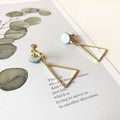 皮革耳環│耳夾式│小圓幾何|薄荷綠三角_3 皮革耳環│耳夾式│小圓幾何|薄荷綠三角_3