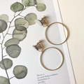 皮革耳環│小圓幾何|灰白大圓(可改夾)_4 皮革耳環│小圓幾何|灰白大圓(可改夾)_4