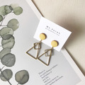 皮革耳環│小圓幾何|暖黃菱三角(可改夾) 皮革耳環│小圓幾何|暖黃菱三角(可改夾)