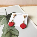 皮革耳環|垂墜圓|原皮搭珊瑚紅(可改夾)_1 皮革耳環|垂墜圓|原皮搭珊瑚紅(可改夾)_1