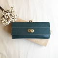 植鞣革長夾|8卡3隔層|口金零錢層|文青藍 植鞣革長夾|8卡3隔層|口金零錢層|文青藍